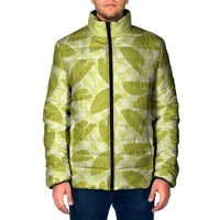 Lime Green Hawaii Kalo Palaka Motifs Padded Jacket Hawaiian Taro Leaves Elegant Vibes LT14 Men Lime Green - Polynesian Pride