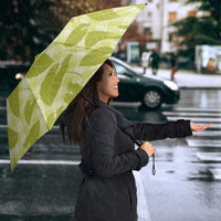 Lime Green Hawaii Kalo Palaka Motifs Umbrella Hawaiian Taro Leaves Elegant Vibes - Polynesian Pride
