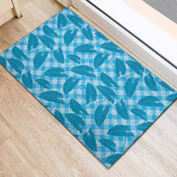 Blue Hawaii Kalo Palaka Motifs Rubber Doormat Hawaiian Taro Leaves Elegant Vibes LT14 - Polynesian Pride