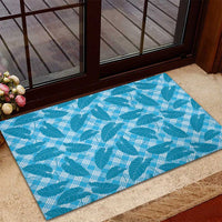 Blue Hawaii Kalo Palaka Motifs Rubber Doormat Hawaiian Taro Leaves Elegant Vibes LT14 - Polynesian Pride