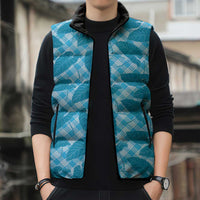 Blue Hawaii Kalo Palaka Motifs Sleeveless Puffer Jacket Hawaiian Taro Leaves Elegant Vibes LT14 - Polynesian Pride