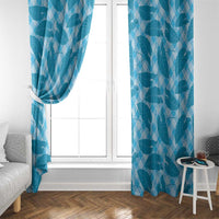Blue Hawaii Kalo Palaka Motifs Window Curtain Hawaiian Taro Leaves Elegant Vibes LT14 - Polynesian Pride