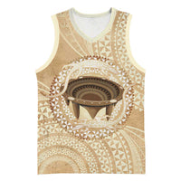 Tonga Skink Kava Bowl Basketball Jersey Vintage Tongan Ngatu Pattern LT14 Unisex Brown - Polynesian Pride