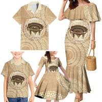Tonga Skink Kava Bowl Family Matching Mermaid Dress and Hawaiian Shirt Vintage Tongan Ngatu Pattern