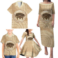 Tonga Skink Kava Bowl Family Matching Puletasi and Hawaiian Shirt Vintage Tongan Ngatu Pattern