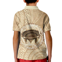 Tonga Skink Kava Bowl Kid Polo Shirt Vintage Tongan Ngatu Pattern