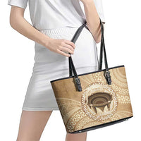 Tonga Skink Kava Bowl Leather Tote Bag Vintage Tongan Ngatu Pattern LT14 - Polynesian Pride