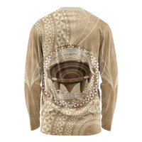 Tonga Skink Kava Bowl Long Sleeve Shirt Vintage Tongan Ngatu Pattern LT14 - Polynesian Pride