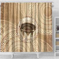 Tonga Skink Kava Bowl Shower Curtain Vintage Tongan Ngatu Pattern