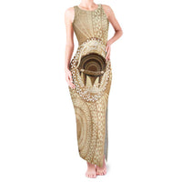 Tonga Skink Kava Bowl Tank Maxi Dress Vintage Tongan Ngatu Pattern