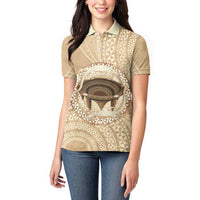 Tonga Skink Kava Bowl Women Polo Shirt Vintage Tongan Ngatu Pattern