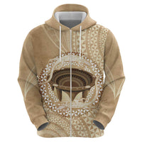 Tonga Skink Kava Bowl Zip Hoodie Vintage Tongan Ngatu Pattern