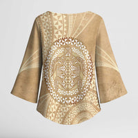 Tonga Ngatu Turtle Kimono Sleeve Blouse Vintage Tongan Tapa Cloth LT14 - Polynesian Pride