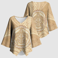 Tonga Ngatu Turtle Kimono Sleeve Blouse Vintage Tongan Tapa Cloth LT14 - Polynesian Pride
