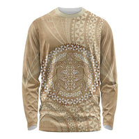 Tonga Ngatu Turtle Long Sleeve Shirt Vintage Tongan Tapa Cloth LT14 Unisex Brown - Polynesian Pride