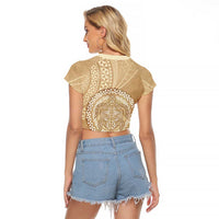 Tonga Ngatu Turtle Raglan Cropped T Shirt Vintage Tongan Tapa Cloth
