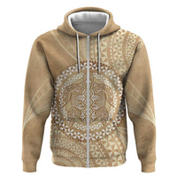 Tonga Ngatu Turtle Zip Hoodie Vintage Tongan Tapa Cloth