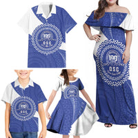 Queen Salote College 100th Anniversary Personalized Family Matching Off Shoulder Maxi Dress and Hawaiian Shirt Est 1926 Kolisi Fefine Tongan Ngatu Pattern