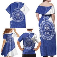 Queen Salote College 100th Anniversary Personalized Family Matching Off Shoulder Maxi Dress and Hawaiian Shirt Est 1926 Kolisi Fefine Tongan Ngatu Pattern