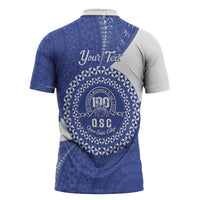Queen Salote College 100th Anniversary Personalized Zipper Polo Shirt Est 1926 Kolisi Fefine Tongan Ngatu Pattern
