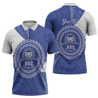 Queen Salote College 100th Anniversary Personalized Zipper Polo Shirt Est 1926 Kolisi Fefine Tongan Ngatu Pattern