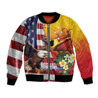 Personalised United States And Papua New Guinea Bomber Jacket USA Eagle With PNG Bird Of Paradise