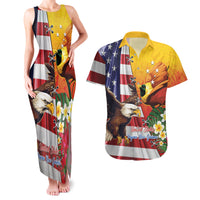 Personalised United States And Papua New Guinea Couples Matching Tank Maxi Dress and Hawaiian Shirt USA Eagle With PNG Bird Of Paradise