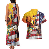 Personalised United States And Papua New Guinea Couples Matching Tank Maxi Dress and Hawaiian Shirt USA Eagle With PNG Bird Of Paradise