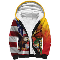 Personalised United States And Papua New Guinea Sherpa Hoodie USA Eagle With PNG Bird Of Paradise LT14 Unisex Red - Polynesian Pride