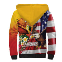 Personalised United States And Papua New Guinea Sherpa Hoodie USA Eagle With PNG Bird Of Paradise LT14 - Polynesian Pride