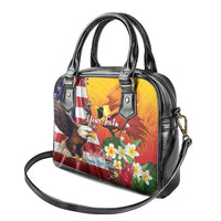 Personalised United States And Papua New Guinea Shoulder Handbag USA Eagle With PNG Bird Of Paradise