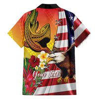 Personalised United States And Hawaii Family Matching Off Shoulder Short Dress and Hawaiian Shirt USA Eagle With Hawaiian Shark Tattoo