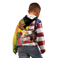 Personalised United States And Hawaii Kid Hoodie USA Eagle With Hawaiian Shark Tattoo