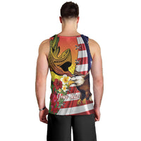 Personalised United States And Hawaii Men Tank Top USA Eagle With Hawaiian Shark Tattoo
