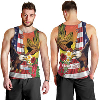 Personalised United States And Hawaii Men Tank Top USA Eagle With Hawaiian Shark Tattoo