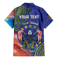 Personalised United States And Cook Islands Family Matching Mermaid Dress and Hawaiian Shirt USA Eagle Mix Polynesian Pattern