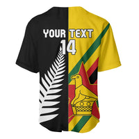 Custom New Zealand and Zimbabwe Baseball Jersey NZ Fern Zim Flag Half Style LT14 - Polynesian Pride