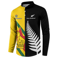 Custom New Zealand and Zimbabwe Button Sweatshirt NZ Fern Zim Flag Half Style