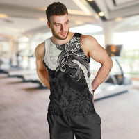 Black Polynesia Tribal Octopus Tattoo Men Tank Top Pikake Lei Polynesian Pattern