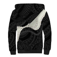 Black Polynesia Tribal Octopus Tattoo Sherpa Hoodie Pikake Lei Polynesian Pattern