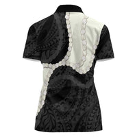 Black Polynesia Tribal Octopus Tattoo Women Polo Shirt Pikake Lei Polynesian Pattern