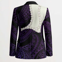 Purple Galaxy Polynesia Tribal Octopus Tattoo Blazer Pikake Lei Polynesian Pattern