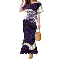 Purple Galaxy Polynesia Tribal Octopus Tattoo Family Matching Mermaid Dress and Hawaiian Shirt Pikake Lei Polynesian Pattern