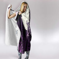 Purple Galaxy Polynesia Tribal Octopus Tattoo Hooded Blanket Pikake Lei Polynesian Pattern