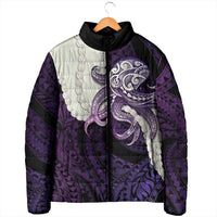 Purple Galaxy Polynesia Tribal Octopus Tattoo Padded Jacket Pikake Lei Polynesian Pattern