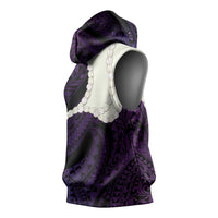 Purple Galaxy Polynesia Tribal Octopus Tattoo Sleeveless Hoodie Pikake Lei Polynesian Pattern