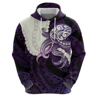 Purple Galaxy Polynesia Tribal Octopus Tattoo Zip Hoodie Pikake Lei Polynesian Pattern