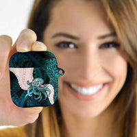 Teal Galaxy Polynesia Tribal Octopus Tattoo AirPods Case Pikake Lei Polynesian Pattern