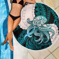 Teal Galaxy Polynesia Tribal Octopus Tattoo Beach Blanket Pikake Lei Polynesian Pattern