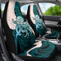 Teal Galaxy Polynesia Tribal Octopus Tattoo Car Seat Cover Pikake Lei Polynesian Pattern